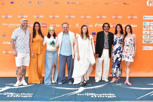 IPA86823459 - Giffoni Vallepiana Giffoni Festival 2026 Photocall Greta and the True Fairy Tales, Pictured: Darko Peric, Donatella Finocchiaro, Sara Ciocca, Berardo Carboni, Demetra Bellina, Federico Rosati, Ilaria Dello Iacono, Roberta Palumbo  Copyright: xVincenzoxLandix xVincenzoxLandix 86823459
