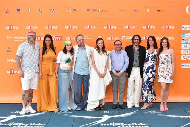 IPA86823461 - Giffoni Vallepiana Giffoni Festival 2026 Photocall Greta and the True Fairy Tales, Pictured: Darko Peric, Donatella Finocchiaro, Sara Ciocca, Berardo Carboni, Demetra Bellina, Federico Rosati, Ilaria Dello Iacono, Roberta Palumbo  Copyright: xVincenzoxLandix xVincenzoxLandix 86823461