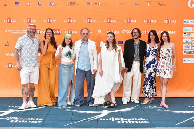IPA86823460 - Giffoni Vallepiana Giffoni Festival 2026 Photocall Greta and the True Fairy Tales, Pictured: Darko Peric, Donatella Finocchiaro, Sara Ciocca, Berardo Carboni, Demetra Bellina, Federico Rosati, Ilaria Dello Iacono, Roberta Palumbo  Copyright: xVincenzoxLandix xVincenzoxLandix 86823460