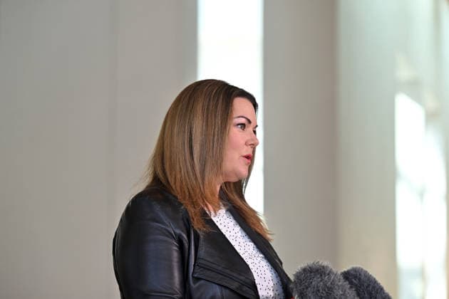 SARAH HANSON YOUNG PRESSER, Greens Senator Sarah Hanson-Young speaks to journalists at a press conference at Parliament House in Canberra, Monday, July 20, 2026. ( NO ARCHIVING CANBERRA AUSTRALIAN CAPITAL TERRITORY AUSTRALIA  Copyright: xMICKxTSIKASx 20260720120056773130