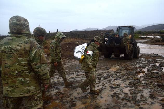 Coquimbo, July 19, 2026 In the municipality of Coquimbo, in the rural area of Tambillos, the Chilean Army is using heavy machinery to rescue families who have been cut off due to the flooding of the Alejandro Pizarro Aton streams in Chile, CHILE Aton 1173912  Copyright: AlejandroxPizarro AtonxChile