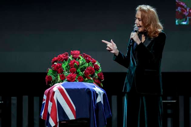 DERRYN HINCH STATE FUNERAL, Rhonda Burchmore during a State Funeral Service for Derryn Hinch at the Timber Yard, Melbourne, Monday, July 20, 2026. . Outspoken media figure and former senator Derryn Hinch has died at the age of 82 after a long and public health battle. ( NO ARCHIVING MELBOURNE VICTORIA AUSTRALIA  Copyright: xEDDIExJIMx 20260720144287853719