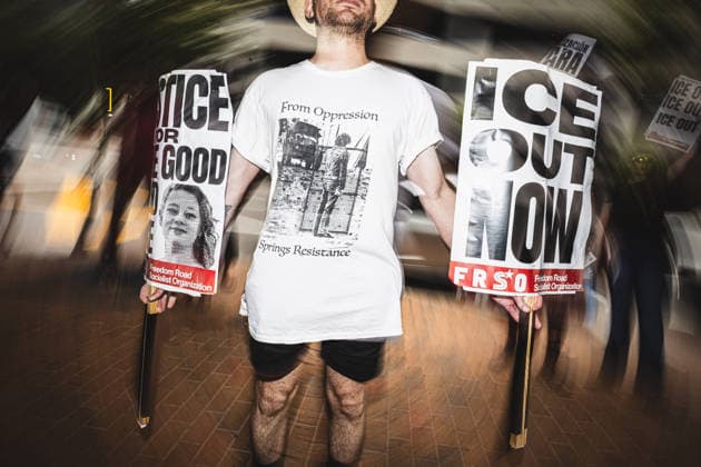 July 19, 2026, Tampa, Florida, USA: Following the recent killings of two people, Lorenzo Salgado Araujo in Houston, Texas and Johan Sebastian Duran Guerrero in Biddeford, Maine members of the Tampa Immigrant Rights Committee staged an emergency protest to show solidarity with all those affected. Tampa USA - ZUMAd256 20260719_znp_d256_009 Copyright: xDavexDeckerx