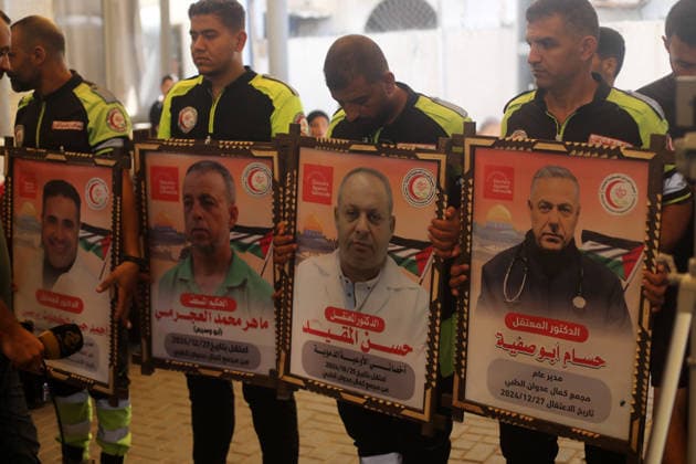 Palestinians hold solidarity rally for prisoners in Gaza City Palestinians take part in a solidarity rally outside the International Committee of the Red Cross (ICRC) headquarters in Gaza City, on July 20, 2026, in support of Palestinian prisoners held in Israeli jails. The demonstration, organized by the Prisoners Committee of the National and Islamic Forces, called for the release of prisoners and urged the international community to protect their rights and end their detention. Photo by Mohammed Salha apaimages Gaza Gaza Strip Palestinian Territory 200726_Gaza_MS_00(3) Copyright: xapaimagesxMohammedxSalhax xapaimagesx