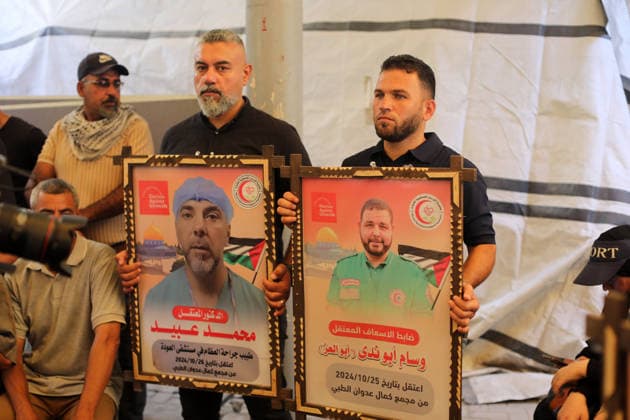 Palestinians hold solidarity rally for prisoners in Gaza City Palestinians take part in a solidarity rally outside the International Committee of the Red Cross (ICRC) headquarters in Gaza City, on July 20, 2026, in support of Palestinian prisoners held in Israeli jails. The demonstration, organized by the Prisoners Committee of the National and Islamic Forces, called for the release of prisoners and urged the international community to protect their rights and end their detention. Photo by Mohammed Salha apaimages Gaza Gaza Strip Palestinian Territory 200726_Gaza_MS_00(9) Copyright: xapaimagesxMohammedxSalhax xapaimagesx