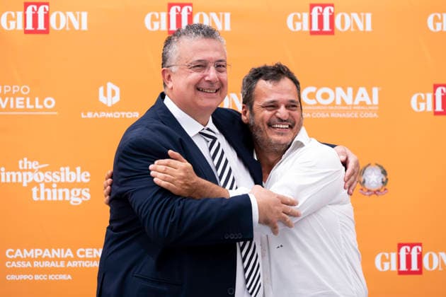 July 20, 2026, Giffoni Valle Piana, Salerno, Italy: Major of Rizziconi Antonino Bartuccio and italian actor Antonio Gerardi attends the photocall at 56th Giffoni Film Festival 2026 in Giffoni Valle Piana, Salerno, Italy on July 20, 2026. Giffoni Valle Piana Italy - ZUMAl175 20260720_zip_l175_017 Copyright: xFrancescoxLucianox