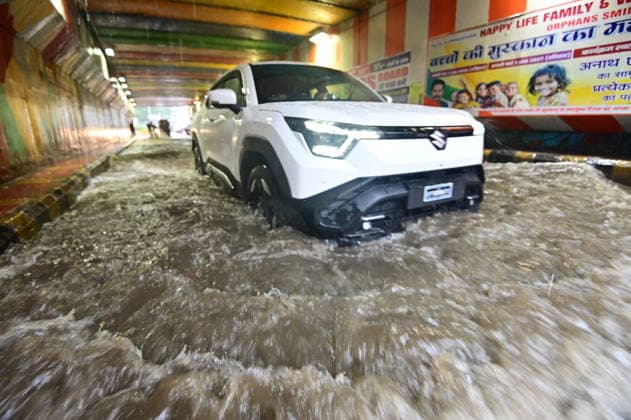 July 20, 2026, Prayagraj, Uttar Pradesh, India: Prayagraj: Vehicle ply trough a waterlogged railway under pass after heavy rain, in Prayagraj on Monday, July 20, 2026. Prayagraj India - ZUMAv115 20260720_zap_v115_021 Copyright: xPrabhatxKumarxVermax