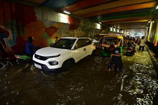 July 20, 2026, Prayagraj, Uttar Pradesh, India: Prayagraj: Vehicle ply trough a waterlogged railway under pass after heavy rain, in Prayagraj on Monday, July 20, 2026. Prayagraj India - ZUMAv115 20260720_zap_v115_025 Copyright: xPrabhatxKumarxVermax