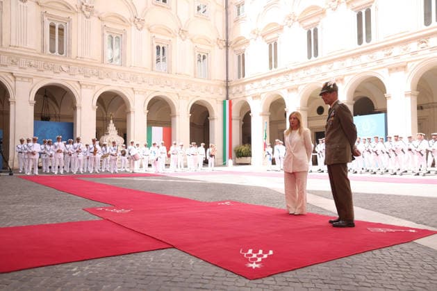 IPA86840281 - Rome, Italy, July 20, 2026: Prime Minister Giorgia Meloni welcomes Portuguese Prime Minister Luis Montenegro to Palazzo Chigi for an official meeting focused on key European issues and cooperation between Italy and Portugal.  Copyright: xmarcoxiacobuccix xmarcoxiacobuccix 86840281