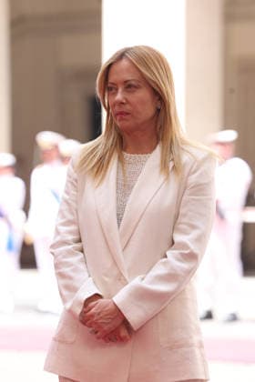 IPA86840299 - Rome, Italy, July 20, 2026: Prime Minister Giorgia Meloni welcomes Portuguese Prime Minister Luis Montenegro to Palazzo Chigi for an official meeting focused on key European issues and cooperation between Italy and Portugal.  Copyright: xmarcoxiacobuccix xmarcoxiacobuccix 86840299