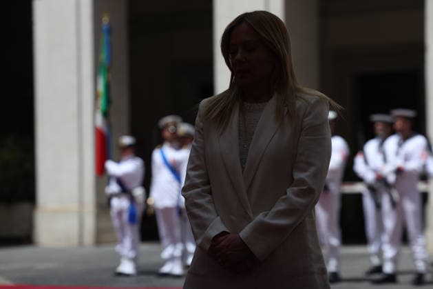 IPA86840301 - Rome, Italy, July 20, 2026: Prime Minister Giorgia Meloni welcomes Portuguese Prime Minister Luis Montenegro to Palazzo Chigi for an official meeting focused on key European issues and cooperation between Italy and Portugal.  Copyright: xmarcoxiacobuccix xmarcoxiacobuccix 86840301