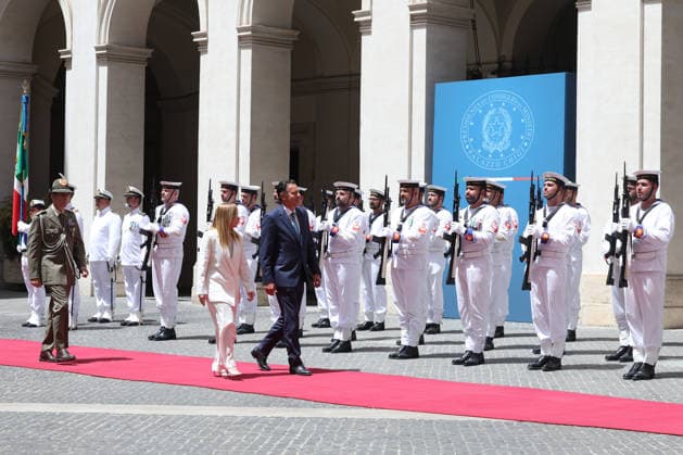 IPA86840340 - Rome, Italy, July 20, 2026: Prime Minister Giorgia Meloni welcomes Portuguese Prime Minister Luis Montenegro to Palazzo Chigi for an official meeting focused on key European issues and cooperation between Italy and Portugal.  Copyright: xmarcoxiacobuccix xmarcoxiacobuccix 86840340