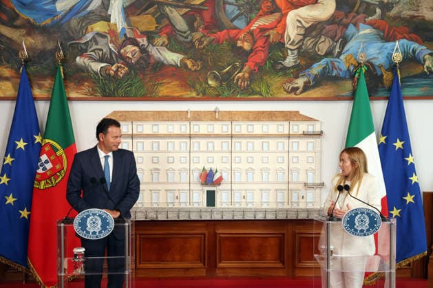 IPA86842737 - Rome, Italy, July 20, 2026: Joint statements by the two leaders following their meeting. Prime Minister Giorgia Meloni welcomed Portuguese Prime Minister Luis Montenegro to Palazzo Chigi for an official meeting focused on key European issues and cooperation between Italy and Portugal.  Copyright: xmarcoxiacobuccix xmarcoxiacobuccix 86842737