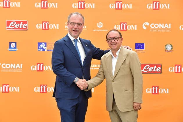 IPA86843283 - Giffoni Vallepiana Giffoni Festival 2026. Pictured: Giorgio Mule and Piero Rinaldi  Copyright: xVincenzoxLandix xVincenzoxLandix 86843283