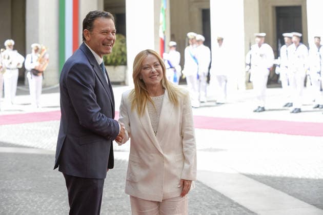 Foto IPP Marco Mattei Roma 20 07 2026 Palazzo Chigi la Presidente del Consiglio riceve il primo ministro del Portogallo nella foto Luis Montenegro primo ministro del Portogallo con Giorgia Meloni Presidente del Consiglio dei ministri del governo dell Italia Italy Photo Press - World Copyright . *** IPP Photo: Marco Mattei, Rome, July 20, 2026. At Palazzo Chigi, the Prime Minister receives the Prime Minister of Portugal. Pictured: Luis Montenegro, Prime Minister of Portugal, with Giorgia Meloni, Prime Minister of the Italian Government. Italy Photo Press World Copyright 