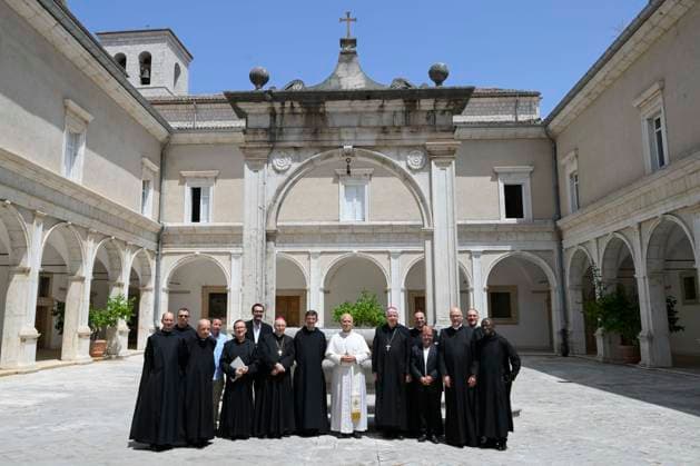 ITALY - POPE LEO XIV VISITING THE MONTECASSINO ABBEY IN CASSINO - 2026 7 20 Italy, MonteCassino , Vatican, 2026 7 20 Pope Leo XIV visiting the Montecassino Abbey in Cassino. EDITORIAL USE ONLY - NO BOOKS Copyright: xVATICANxMEDIAx