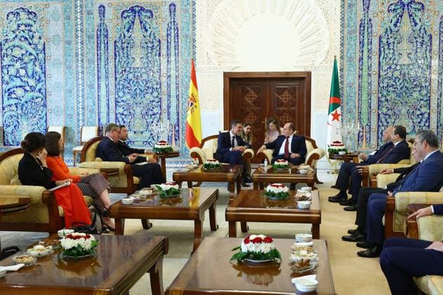 Algerian Prime Minister Sifi Ghrieb receives Spanish Prime Minister Pedro Sanchez during an official visit in Algiers, Algeria on July 20, 2026. Cordon Press  FERNANDOxCALVO