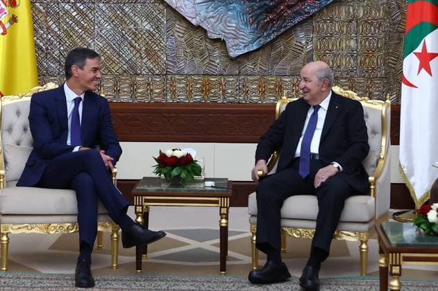 Algerian Prime Minister Sifi Ghrieb receives Spanish Prime Minister Pedro Sanchez during an official visit in Algiers, Algeria on July 20, 2026. Cordon Press  FERNANDOxCALVO