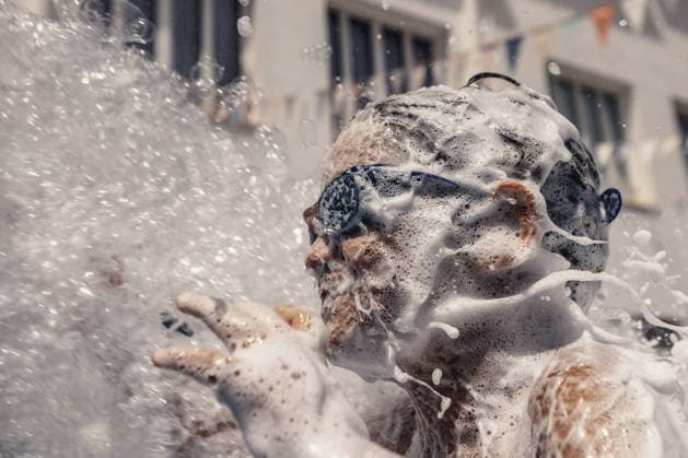 July 20, 2026, Es Mercadal, Menorca Balearic Islands, Spain: Children get covered in foam as they participate in a foam party looking for some refreshment during the traditional Sant Marti Festival in Es Mercadal Es Mercadal Spain - ZUMAo105 20260720_fap_o105_009 Copyright: xMatthiasxOesterlex