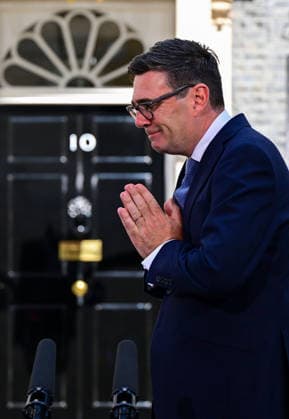 . 20 07 2026. London, United Kingdom. New UK Prime Minister Andy Burnham and wife Marie-France van Heel arriving at No10 Downing Street in London. Pic: i-Images Pool  xi-Imagesx xPoolx IIM-26910-0107