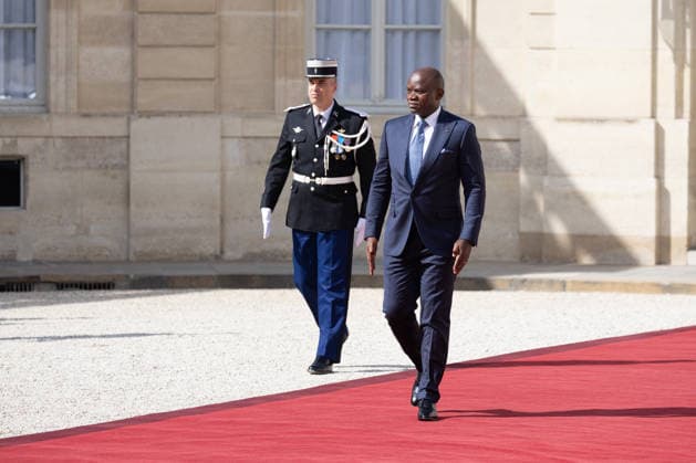 Emmanuel Macron welcomes Gabon President Brice Oligui Nguema - Paris Gabon s President Brice Oligui Nguema is welcomed by France s President before a meeting at the Elysee Palace in Paris on July 20, 2026. Photo by Raphael Lafargue ABACAPRESS.COM Paris France  Copyright: xLafarguexRaphael ABACAx