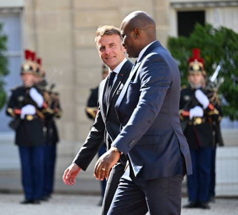 Emmanuel Macron - Brice Oligui Nguema meeting in Paris PARIS, FRANCE - JULY 20: French President Emmanuel Macron (L) welcomes Brice Oligui Nguema (R), President of Gabon, at the Elysee Presidential Palace in Paris, France on July 20, 2026. Mustafa Yalcin Anadolu Paris France. Editorial use only. Please get in touch for any other usage.  Copyright: x2026xAnadoluxMustafaxYalcinx