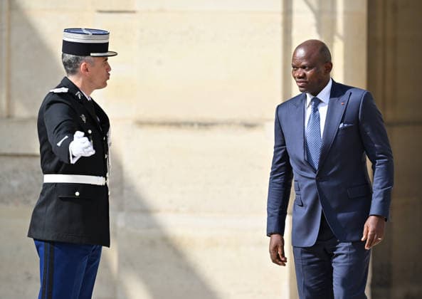 Emmanuel Macron - Brice Oligui Nguema meeting in Paris PARIS, FRANCE - JULY 20: Brice Oligui Nguema (R), President of Gabon, arrives to meet French President Emmanuel Macron (not pictured) at the Elysee Presidential Palace in Paris, France on July 20, 2026. Mustafa Yalcin Anadolu Paris France. Editorial use only. Please get in touch for any other usage.  Copyright: x2026xAnadoluxMustafaxYalcinx