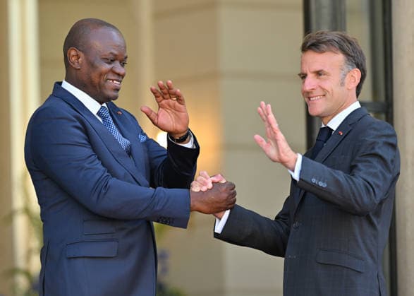 Emmanuel Macron - Brice Oligui Nguema meeting in Paris PARIS, FRANCE - JULY 20: French President Emmanuel Macron (R) and Brice Oligui Nguema (L), President of Gabon pose for a photo ahead of their meeting at the Elysee Presidential Palace in Paris, France on July 20, 2026. Mustafa Yalcin Anadolu Paris France. Editorial use only. Please get in touch for any other usage.  Copyright: x2026xAnadoluxMustafaxYalcinx