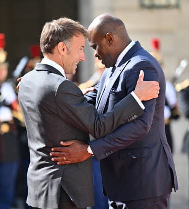 Emmanuel Macron - Brice Oligui Nguema meeting in Paris PARIS, FRANCE - JULY 20: French President Emmanuel Macron (L) welcomes Brice Oligui Nguema (R), President of Gabon, at the Elysee Presidential Palace in Paris, France on July 20, 2026. Mustafa Yalcin Anadolu Paris France. Editorial use only. Please get in touch for any other usage.  Copyright: x2026xAnadoluxMustafaxYalcinx
