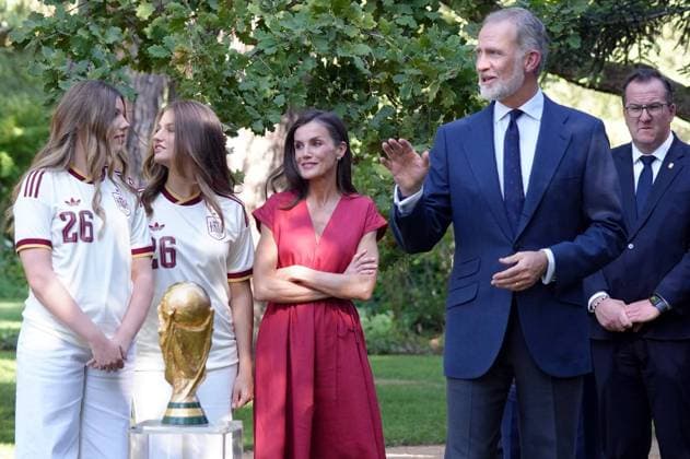 King Felipe VI, Queen Letizia, Princess Leonor and Princess Infanta Sofia at royal reception to honour the Spain Soccer team after their victory in the World Cup USA and Mexico 2026 in Madrid on Modany, 20 July 2026 Cordon Press 