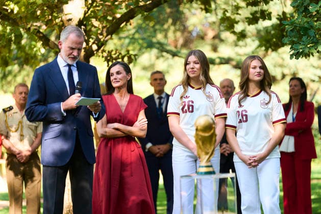 20-07-2026 Madrid King Felipe and Queen Letizia and Princess Leonor and Princess Infanta Sofia during a meeting with the players of the Spanish football team after winning the 2026 World Cup at Zarzuela palace in Madrid. No Spain Â  Copyright: xPPEx