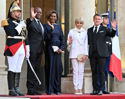 Emmanuel Macron - Brice Oligui Nguema meeting in Paris PARIS, FRANCE - JULY 20: French President Emmanuel Macron (2nd R), his wife Brigitte Macron (3rd R), Gabon s President Brice Oligui Nguema (2nd L) and his wife Zita Oligui Nguema (3rd L) pose for a photo ahead of State dinner at the Elysee Palace in Paris, France on July 20, 2026. Mustafa Yalcin Anadolu Paris France. Editorial use only. Please get in touch for any other usage.  Copyright: x2026xAnadoluxMustafaxYalcinx