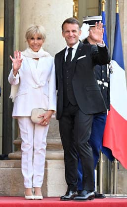Emmanuel Macron - Brice Oligui Nguema meeting in Paris PARIS, FRANCE - JULY 20: French President Emmanuel Macron (R) and his wife Brigitte Macron (L) pose for a photo ahead of a State dinner at the Elysee Palace in Paris, France on July 20, 2026. Mustafa Yalcin Anadolu Paris France. Editorial use only. Please get in touch for any other usage.  Copyright: x2026xAnadoluxMustafaxYalcinx
