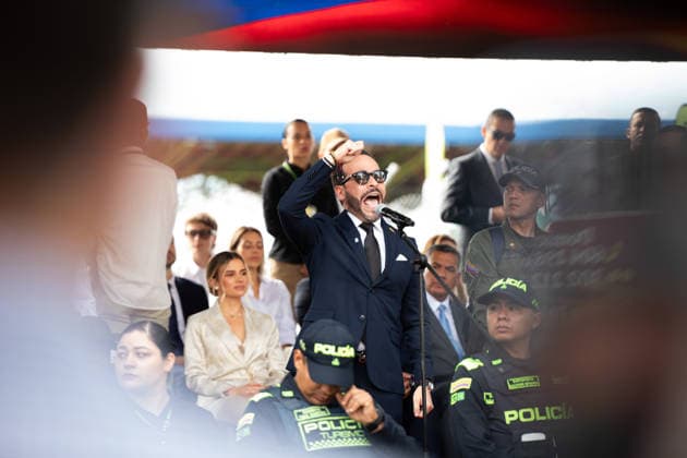 Colombia s president-elect Abelardo De la Espriella takes part during the Independence Day of Colombia military parade in Medellin, Colombia on July 20, 2026. Photo by: Camilo Moreno Long Visual Press Medellin Antioquia Colombia Copyright: xCamiloxMorenox
