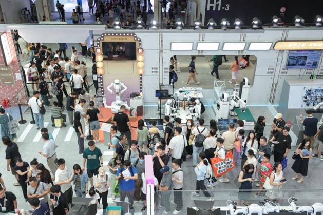 SHANGHAI, CHINA - JULY 20: People visit the exhibition area of the World Artificial Intelligence Conference on July 20, 2026 in Shanghai, China. The 2026 World AI Conference and High-Level Meeting on Global AI Governance scheduled from July 17 to July 20 showcases exhibitions of smart devices, AI plus culture and entertainment experiences, and a wide range of cutting-edge AI products, among which a range of humanoid robots and AI-powered dexterous hands as one of the highlights.  Copyright: xChinaxNewsxServicex 111655401673