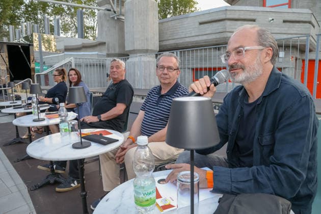 20.07.2026, Kulturzentrum Güssing BGLD, Finale des burgenländischen Kabarettpreises 2026 beim Kultur Sommer Güssing, Vier Kandidaten treten an um das Preisgeld zu gewinnen im Bild: Barbara Karlich, Ursula Hofmeister, Andreas Vitasek, Peter Wustinger, Georg Hoanzl, -Jury, Finale des burgenländischen Kabarettpreises 2026 beim Kultur Sommer Güssing *** July 20, 2026, Güssing Cultural Center, Burgenland, Final of the 2026 Burgenland Cabaret Award at the Güssing Summer Festival; four candidates are competing for the prize money. Pictured: Barbara Karlich, Ursula Hofmeister, Andreas Vitasek, Peter Wustinger, Georg Hoanzl, jury, finals of the 2026 Burgenland Cabaret Award at the Güssing Summer of Culture