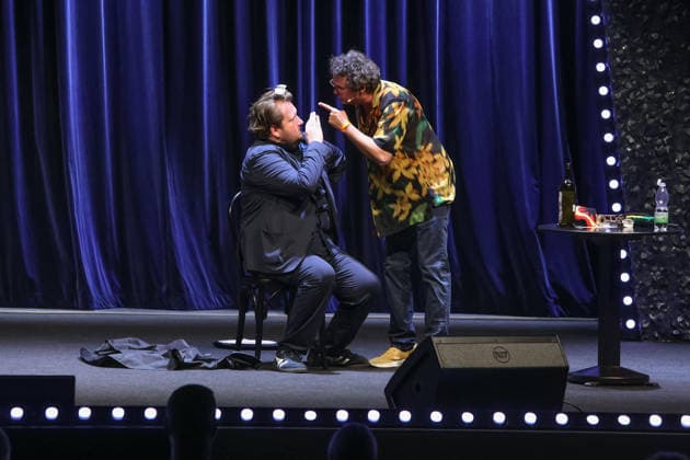 20.07.2026, Kulturzentrum Güssing BGLD, Finale des burgenländischen Kabarettpreises 2026 beim Kultur Sommer Güssing, Vier Kandidaten treten an um das Preisgeld zu gewinnen im Bild: -live a d Bühne, Max und Moritz, Finale des burgenländischen Kabarettpreises 2026 beim Kultur Sommer Güssing *** July 20, 2026, Güssing Cultural Center, Burgenland, Final of the 2026 Burgenland Cabaret Award at the Güssing Summer Festival; four candidates compete for the prize money, pictured live on stage, Max and Moritz, the finals of the 2026 Burgenland Cabaret Award at the Güssing Summer Culture Festival