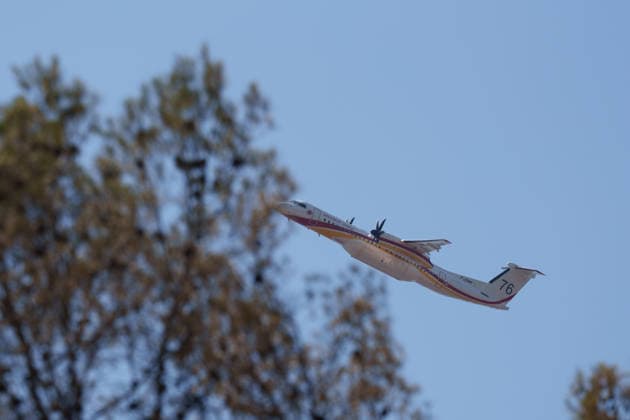 South France suffers from wildfires after another heatwave. France - Les Arcs, 20.07.2026 A French SÃ curitÃ Civile De Havilland Canada Dash 8-400AT (Q400AT) airtanker flies over during the aerial firefighting as wildfires burning near Les Arcs-sur-Argens in southeastern France on Monday. The blaze was one of several wildfires affecting the country during a period of extreme heat, longer lasting drought and strong winds, led to evacuations and a large-scale firefighting response. DÃ partement Var