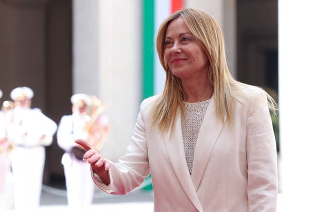 July 20, 2026, Rome, Italy: Prime Minister Giorgia Meloni awaits the arrival of the Portuguese Prime Minister . Prime Minister Giorgia Meloni welcomed the Portuguese Prime Minister Luis Montenegro to Palazzo Chigi for an institutional meeting dedicated to key European issues and cooperation between Italy and Portugal. A document was signed to strengthen political dialogue. A â‚¬3 billion agreement has been reached to supply three Italian frigates to the Portuguese Navy. Rome Italy  - ZUMAs197 20260720_aaa_s197_178 Copyright: xMarcoxIacobuccix