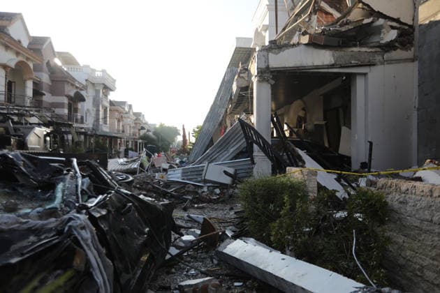Massive explosion hits housing complex in Indonesia’s North Sumatra MEDAN, NORTH SUMATRA, INDONESIA - JULY 21: A view of the scene at the Grand Polonia complex following a massive explosion in Medan, North Sumatra, Indonesia, on July 21 2026. The powerful blast, caused by a gas leak from an underground pipeline, resulted in one fatality, left three people awaiting evacuation, and damaged five houses. Risky Cahyadi Anadolu Medan Indonesia. Editorial use only. Please get in touch for any other usage.  Copyright: x2026xAnadoluxRiskyxCahyadix