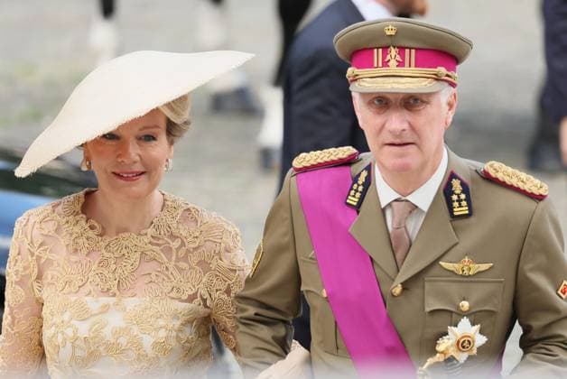 Queen Mathilde of Belgium and King Philippe - Filip of Belgium arrive at the Te Deum mass, on the occasion of the Belgian National Day, at the Saint Michael and Saint Gudula Cathedral (Cathedrale des Saints Michel et Gudule Sint-Michiels- en Sint-Goedele kathedraal) in Brussels, Tuesday 21 July 2026.  BENOITxDOPPAGNE 181629417