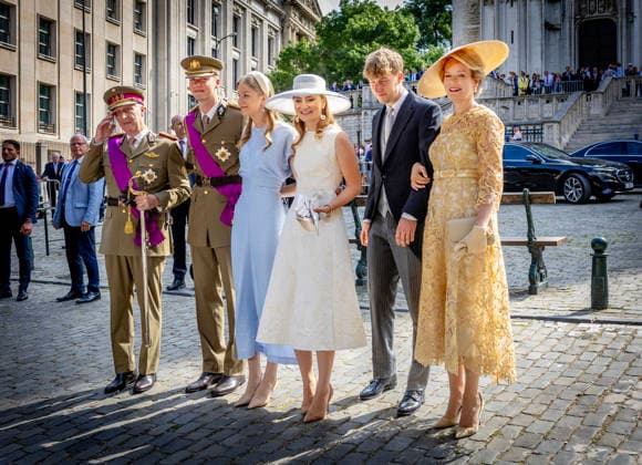 21-07-2026 Brussels Princess Eleonore and Prince Gabriel and Queen Mathilde and King Philippe - Filip and Crown Princess Elisabeth and Prince Emmanuel at the Te Deum at the Sainte-Gudule cathedral during the Belgian national day in Brussels. Â  Copyright: xPPEx