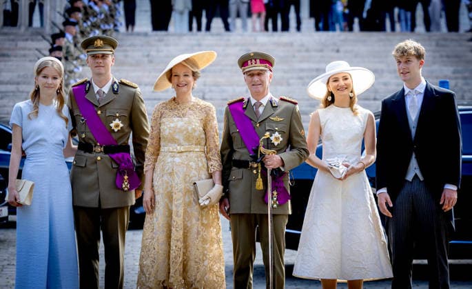 21-07-2026 Brussels Princess Eleonore and Prince Gabriel and Queen Mathilde and King Philippe - Filip and Crown Princess Elisabeth and Prince Emmanuel at the Te Deum at the Sainte-Gudule cathedral during the Belgian national day in Brussels. Â  Copyright: xPPEx