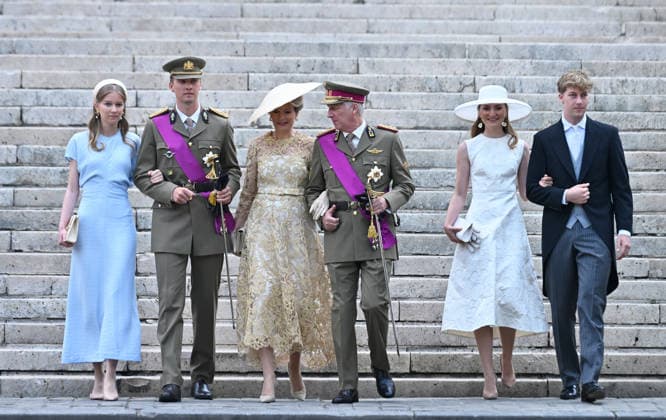 Belgium celebrates the 195th anniversary of its founding BRUSSELS, BELGIUM - JULY 21: Belgian King Philippe, Queen Mathilde and their children Princess Elisabeth, Prince Gabriel, Prince Emmanuel, and Princess Eleonore attend a traditional Te Deum ceremony at the St. Michael and St. Gudula Cathedral to mark National Day, part of events celebrating the 195th anniversary of Belgium’s founding, in Brussels, Belgium, on July 21, 2026. Dursun Aydemir Anadolu Brussels Hoofdstedelijk Gewest Belgium. Editorial use only. Please get in touch for any other usage.  Copyright: x2026xAnadoluxDursunxAydemirx