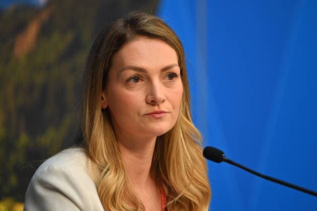 Judith GERLACH (Staatsministerin fuer Gesundheit, Pflege und Praevention), Einzelbild,angeschnittenes Einzelmotiv,Portraet,Portrait,Porträt. Pressekonferenz der Bayerischen Staatsregierung nach Kabinettssitzung am 21.07.2026 im Prinz Carl Palais in Muenchen. *** Judith GERLACH, Minister of State for Health, Care, and Prevention; single image, cropped close-up, portrait; Press conference of the Bavarian State Government following the cabinet meeting on July 21, 2026, at the Prinz Carl Palais in Munich