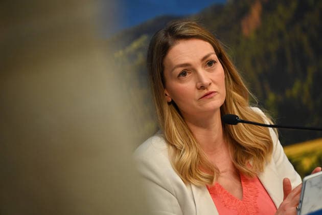 Judith GERLACH (Staatsministerin fuer Gesundheit, Pflege und Praevention), Einzelbild,angeschnittenes Einzelmotiv,Portraet,Portrait,Porträt. Pressekonferenz der Bayerischen Staatsregierung nach Kabinettssitzung am 21.07.2026 im Prinz Carl Palais in Muenchen. *** Judith GERLACH, Minister of State for Health, Care, and Prevention; single image, cropped close-up, portrait; Press conference of the Bavarian State Government following the cabinet meeting on July 21, 2026, at the Prinz Carl Palais in Munich