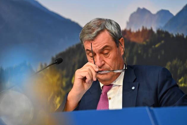Markus SOEDER (Ministerpraesident Bayern und CSU Vorsitzender), Einzelbild,angeschnittenes Einzelmotiv,Portraet,Portrait,Porträt. Pressekonferenz der Bayerischen Staatsregierung nach Kabinettssitzung am 21.07.2026 im Prinz Carl Palais in Muenchen. *** Markus SOEDER, Minister-President of Bavaria and CSU Chairman, single image, cropped shot, portrait, press conference of the Bavarian State Government following the cabinet meeting on July 21, 2026, at the Prinz Carl Palais in Munich