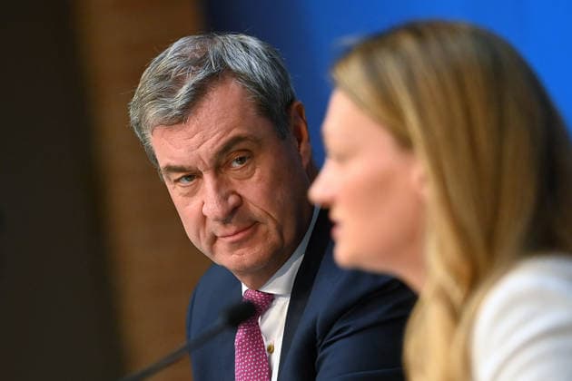 Markus SOEDER (Ministerpraesident Bayern und CSU Vorsitzender), Judith GERLACH (Staatsministerin fuer Gesundheit, Pflege und Praevention), Pressekonferenz der Bayerischen Staatsregierung nach Kabinettssitzung am 21.07.2026 im Prinz Carl Palais in Muenchen. *** Markus SOEDER, Minister-President of Bavaria and CSU Chairman; Judith GERLACH, Minister of State for Health, Long-Term Care, and Prevention; Press conference of the Bavarian State Government following the cabinet meeting on July 21, 2026, at the Prinz Carl Palais in Munich