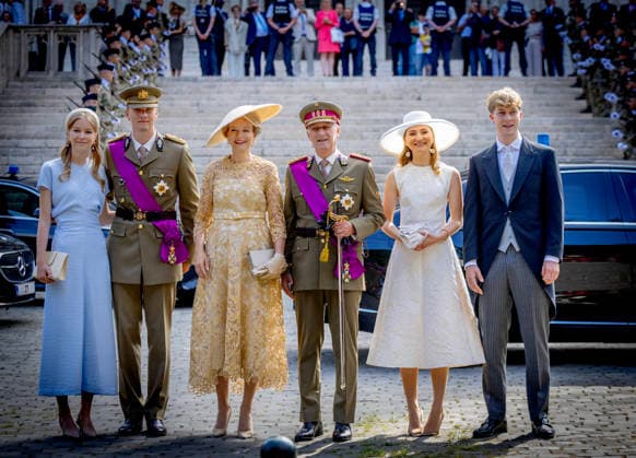 21-07-2026 Brussels Princess Eleonore and Prince Gabriel and Queen Mathilde and King Philippe - Filip and Crown Princess Elisabeth and Prince Emmanuel at the Te Deum at the Sainte-Gudule cathedral during the Belgian national day in Brussels. Â  Copyright: xPPEx