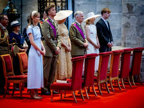 21-07-2026 Brussels Princess Eleonore and Prince Gabriel and Queen Mathilde and King Philippe - Filip and Crown Princess Elisabeth and Prince Emmanuel at the Te Deum at the Sainte-Gudule cathedral during the Belgian national day in Brussels. Â  Copyright: xPPEx